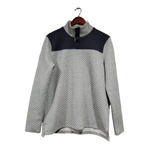 Zyia Active Men's Red Cayon Quilted Pullover Sweatshirt Navy Gray Button Sz M